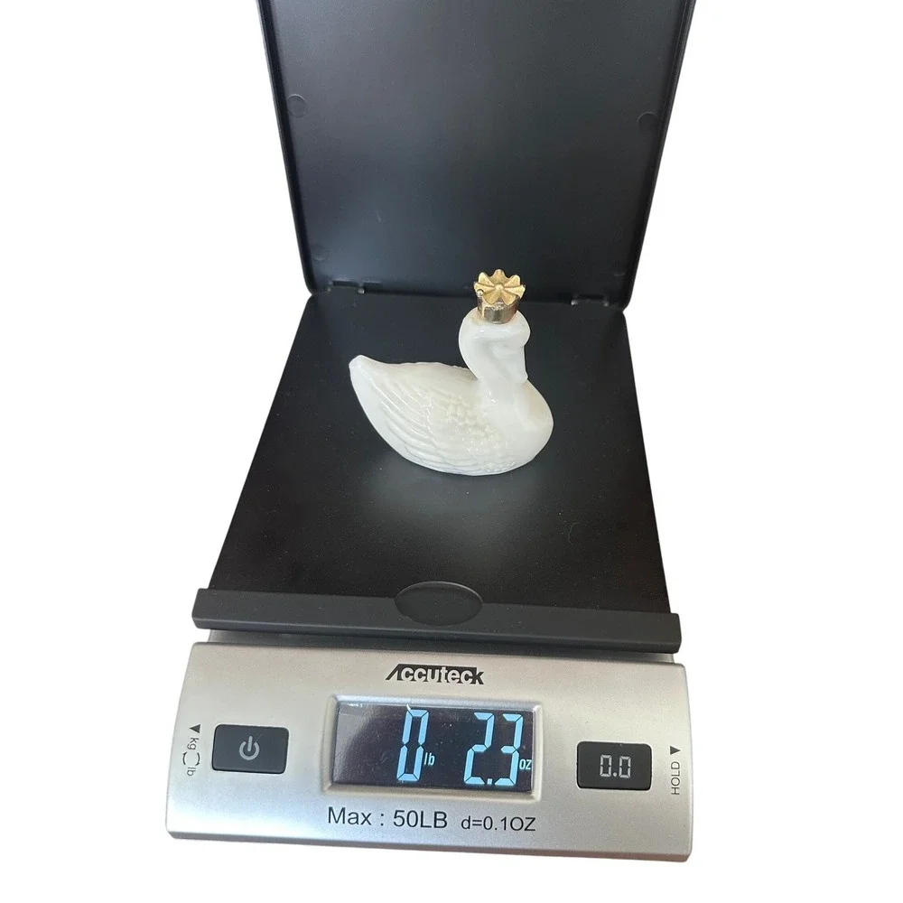 Vintage Avon White Milk Glass Swan Figurine with Gold Crown Collectible Decor